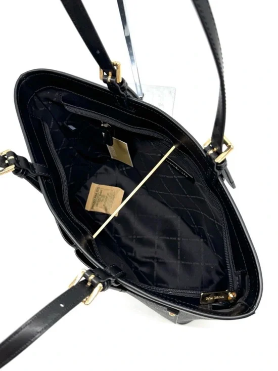 Michael Kors Jet Set Medium Double Pocket Tote Bag Black Signature - Picture 7 of 9